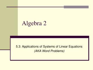 Algebra 2