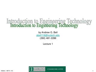 Introduction to Engineering Technology