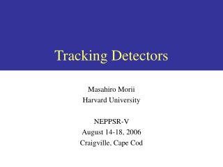 Tracking Detectors