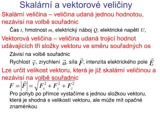 Skalární a vektorové veličiny