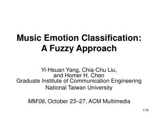 Music Emotion Classification: A Fuzzy Approach