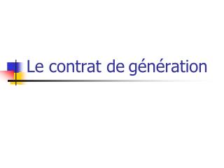 Le contrat de génération