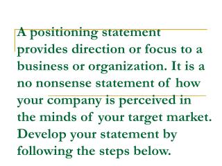 Positioning Statement