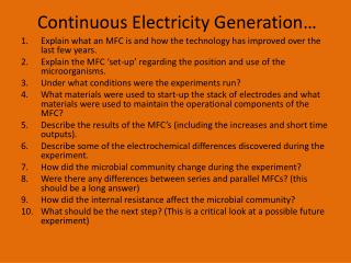 Continuous Electricity Generation…