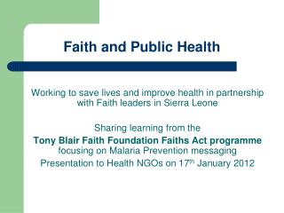 Faith and Public Health