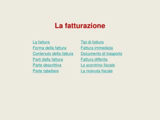 La fatturazione