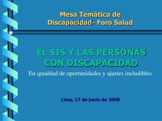 Mesa Temática de Discapacidad- Foro Salud