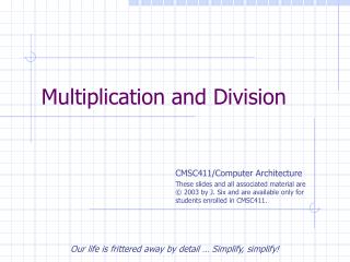 Multiplication and Division