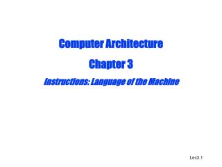 Computer Architecture Chapter 3 Instructions: Language of the Machine
