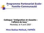 Programme Partenariat Ecole-Famille-Communaut