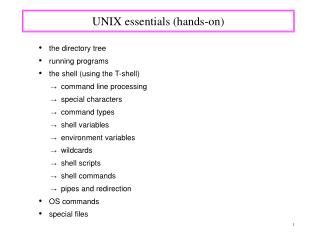 UNIX essentials (hands-on)