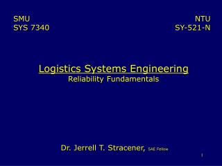 Logistics Systems Engineering Reliability Fundamentals