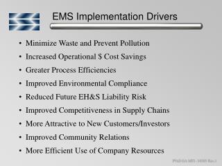 EMS Implementation Drivers