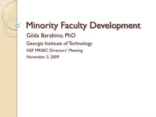 Minority Faculty Development