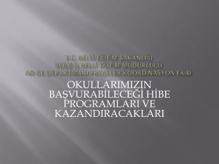 OKULLARIMIZIN BAŞVURABİLECEĞİ HİBE PROGRAMLARI VE KAZANDIRACAKLARI