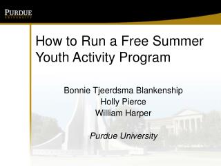 How to Run a Free Summer Youth Activity Program