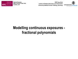 Modelling continuous exposures - fractional polynomials