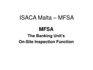 ISACA Malta – MFSA