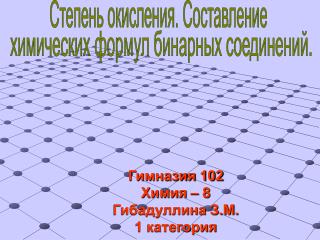 Гимназия 102 Химия – 8 Гибадуллина З.М. 1 категория