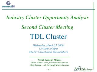 TDL Cluster Wednesday, March 25, 2009 12:00am-2:00pm Wheeler Creek Grain, McLeansboro