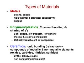 Types of Materials