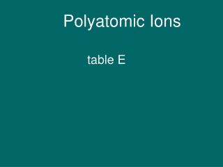 Polyatomic Ions