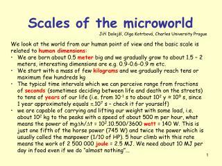 S cales of the microworld