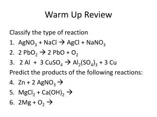 Warm Up Review