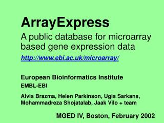 European Bioinformatics Institute EMBL-EBI