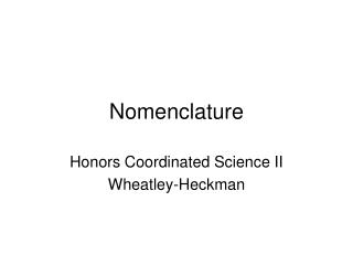 Nomenclature