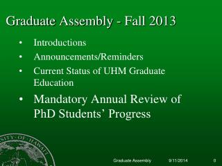 Graduate Assembly - Fall 2013