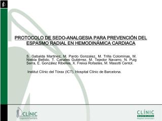 PROTOCOLO DE SEDO-ANALGESIA PARA PREVENCIÓN DEL ESPASMO RADIAL EN HEMODINÁMICA CARDIACA