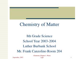 Chemistry of Matter