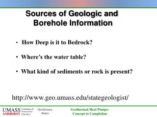 Sources of Geologic and Borehole Information