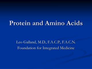 Protein and Amino Acids