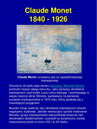 Claude Monet 1840 - 1926