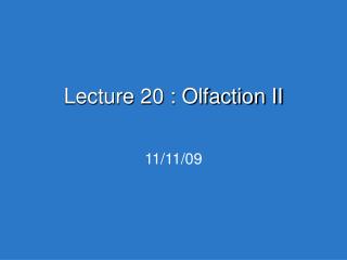 Lecture 20 : Olfaction II