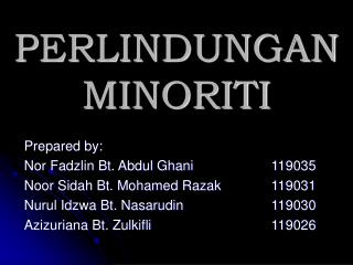 PERLINDUNGAN MINORITI