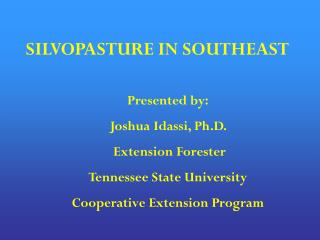 SILVOPASTURE IN SOUTHEAST