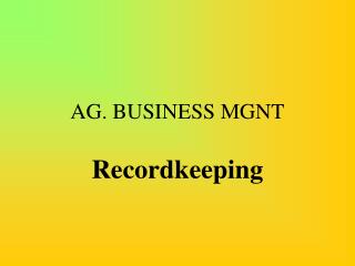 AG. BUSINESS MGNT