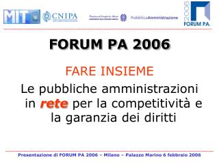 FORUM PA 2006 FARE INSIEME