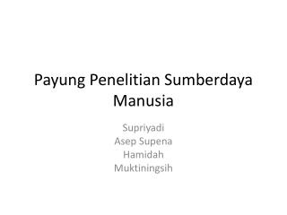 Payung Penelitian Sumberdaya Manusia