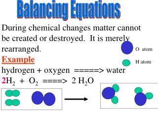 During chemical changes matter cannot be created or destroyed. It is merely rearranged. Example