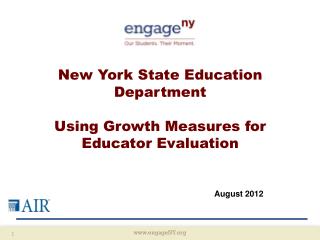 New York State Education Department Using Growth Measures for Educator Evaluation