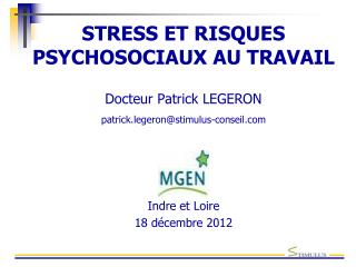 STRESS ET RISQUES PSYCHOSOCIAUX AU TRAVAIL