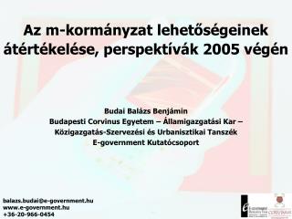 Az m-kormányzat lehetőségeinek átértékelése, perspektívák 2005 végén