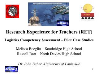 Research Experience for Teachers (RET) Logistics Competency Assessment – Pilot Case Studies