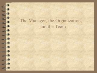 The Manager, the Organization, and the Team