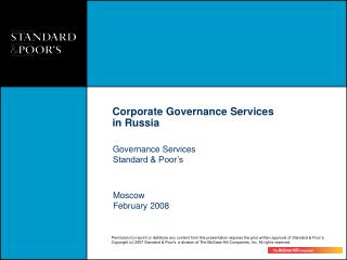 Governance Services Standard &amp; Poor’s