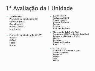 1ª Avaliação da I Unidade